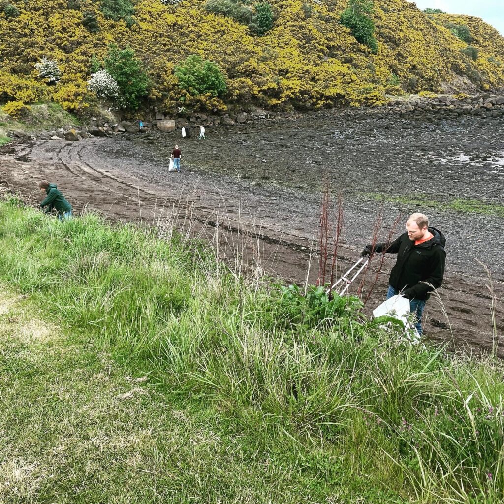 Our volunteers searching for rubbish on East Bay Beach.